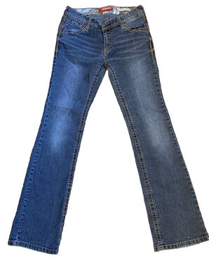 Union Bay Girls Flap Pockets Jeans Size 16R Adjustable Waist Embellished Western